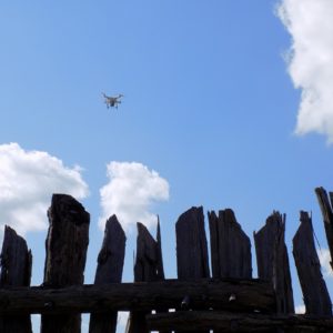 Drone flying above palisade