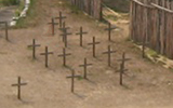 burial markers inside James Fort