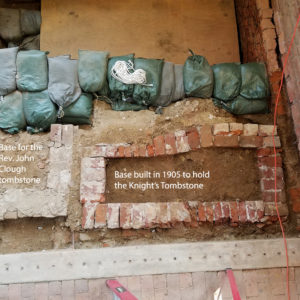 Brick bases built to hold tombstones