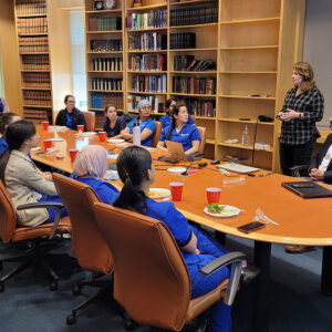 Senior Curator Leah Stricker gives a presentation on archaeobotany to dental school students in the Forensics Study Club at the University of Pennsylvania.