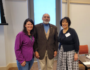 Senior Staff Archaeologist Mary Anna Hartley, Rev. Dr. James Harrison, and Dr. Lisa Winn Bryan of Preservation Virginia at the 15th Annual Lemon Project Symposium