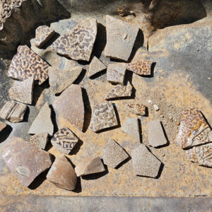 Sherds of Frechen and Beauvais stoneware found by the archaeological team in the excavations southwest of the Archaearium.