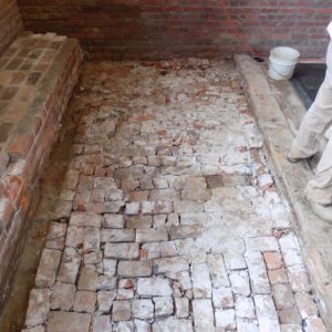 Brick floor of a church chancel