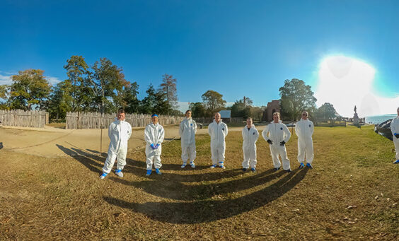 A 360 degree view of the archaeologists involved in the 2023 burial excavations.