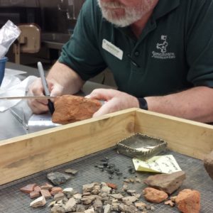 Volunteer sorting artifacts in a screen