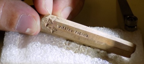 Pipe stem fragment stamped with name William Faldo