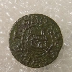 Copper alloy token with image of Noah's Ark