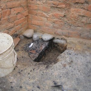 Excavated brick-lined cellar