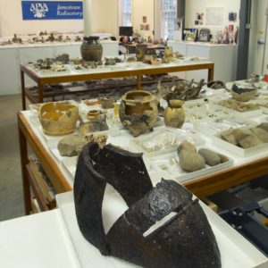 Assortment of artifacts on lab tables