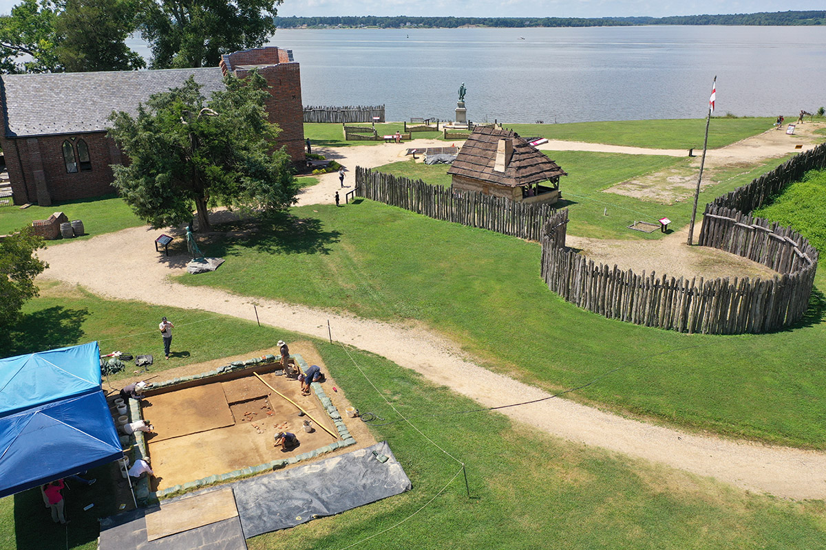 A drone shot of the cellar excavations