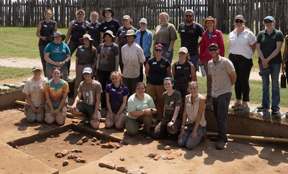 2025 field school students at the cellar site with archaeological and collections staff