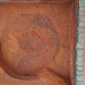 A drone shot of the well. Note the darker soil circle that marks the boundary of the well's builder's trench.