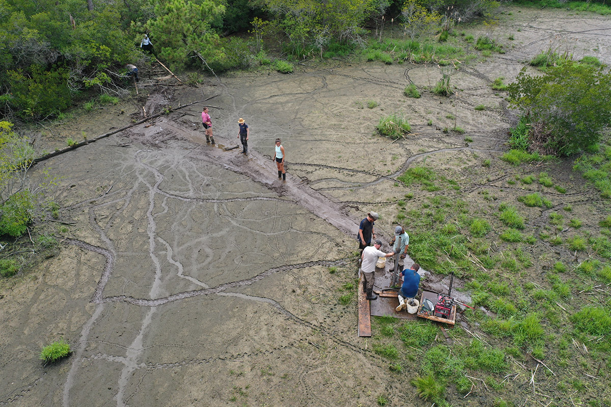 Vibracoring work in the Pitch and Tar Swamp