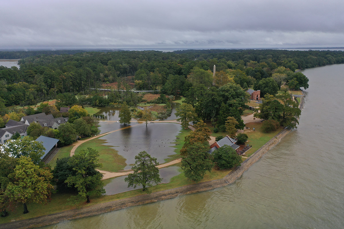 Jamestown after a Nor'easter in October, 2021