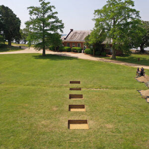 The excavation squares in Smithfield. The Dale House is in the rear of the photo.