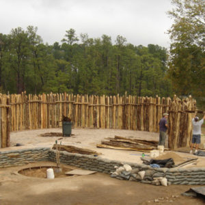 interior of the newly-constructed North Bulwark, with excavation area in foreground