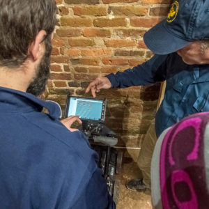 Staff examine GPR data