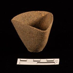 A small triangular unused crucible in the Jamestown collection