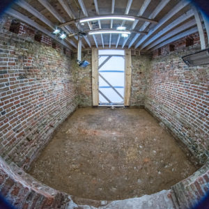 Fish-eye view of church tower interior