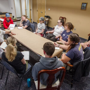 Director of Archaeology David Givens gives an introduction to surveying, mapping, and recording to the Field School students and supervisors.