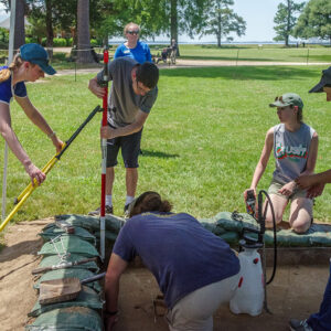 Field School students and archaeologists at the north field excavations