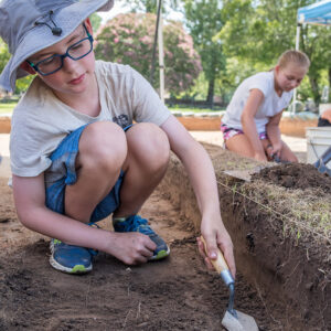 Troweling in the plow zone at the cellar site