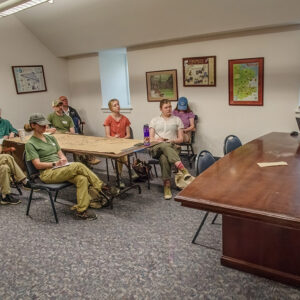 Senior Staff Archaeologist Mary Anna Hartley gives a lecture on the archaeology of Jamestown's churches to the Field School students.