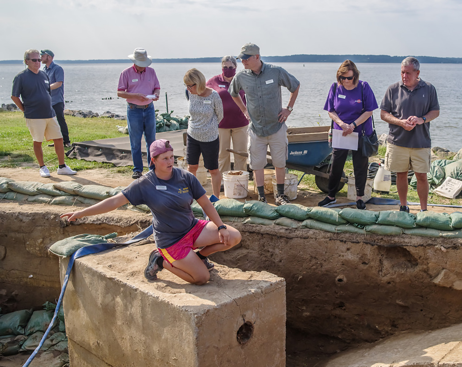 group of volunteers at archaeological site