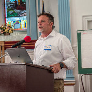 Rediscovery Director of Archaeology Dave Givens lectures about recent discoveries at the Angela Site