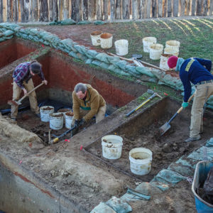 Removing the fill above the southern side of the well