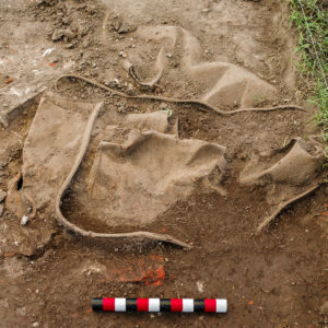 Top of the carbide pit generator soon after it was uncovered at the Angela Site