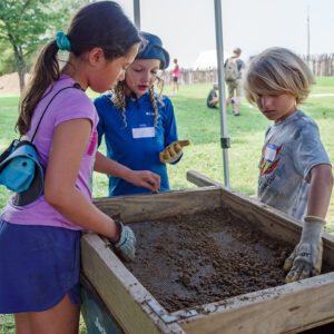 Campers screening for artifacts