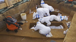 Excavations inside the 1607 burial ground