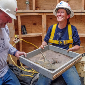 Senior Archaeological Conservator Dan Gamble and Senior Staff Archaeologist Mary Anna Hartley shortly after the discovery of the bill