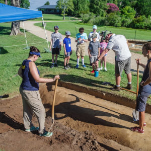 Director of Archaeology David Givens gives an overview of the excavations of Fort Pocahontas' moat to the campers.