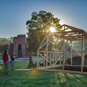 The archaeological team prepares for the day's work at the burial excavations.