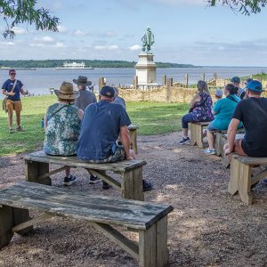 Staff Archaeologist Caitlin Delmas gives the weekday archaeology tour.