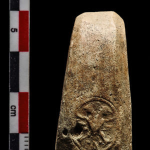 A ceramic pipe bowl with a double-headed eagle on both sides. This was found in the north Church Tower excavations.