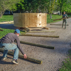 The well ring begins its journey to the archaeology shed.