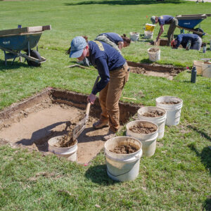 Staff Archaeologist Natalie Reid at work in Smithfield