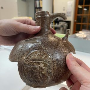 Bartmann jug with medallion depicting the Danish coat of arms: a rampant lion holding an axe