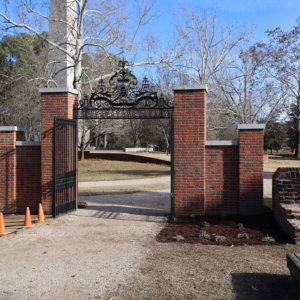 The Preservation Virginia gate with the new plants put in post-archaeology