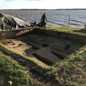 The burial excavation area after the completion of the project and just before backfilling