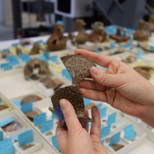 A recently-found Bartmann jug sherd that mends with an existing vessel in the collection. This one's medallion bears the coat of arms of Amsterdam.