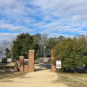 Entrance gate on path