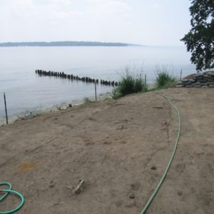 Outlined soil stain of a large feature on a riverbank