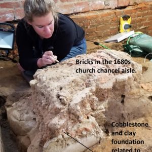 Archaeologist excavates church foundations