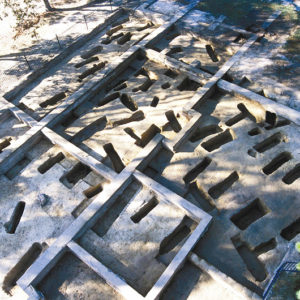 Aerial view of excavated burials