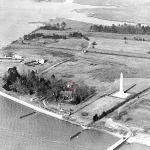 An early twentieth-century photograph showing the APVA's "rest house" circled in red. Courtesy of the Virginia Museum of History and Culture.