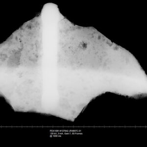 An X-ray of the partial iron cauldron found in the north field excavations.